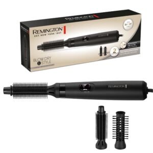 Remington 400 Watts Hot Air Brush Airstyler AS7100 | Blow Dry & Style For Shape & Fullness | 2 Round Brushes 19Mm & 25Mm | 2 Heat & Fan Settings | Ideal For Short Hair | Black