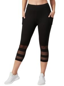 BLINKIN Women’s 3/4 Gym Leggings | Stretchable Workout Pants with Mesh Insert & Side Pockets: Perfect Capri for Active Wear, Yoga & Workout – The Ultimate Gym Pants for Woman (8160)