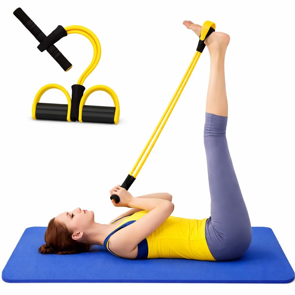 RENRANRING Resistance Bands for Exercise Workout, Stretching Tummy Toning Tube with Foam Handles,Yoga Pedal Puller Exercise Band or Men and Women (1, Multicolor)