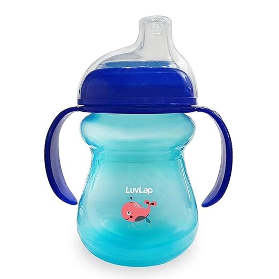 LuvLap Moby Little Spout Sipper, 240ml, Anti-Spill Sippy Cup with Soft Silicone Spout BPA Free, Dual Handle, Lightweight & Easy Grip, 1 Year+ (Blue)
