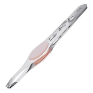 Vega Tweezer with Rubber Grip for Women | Precision Eyebrow Plucker with Rubber Grip | Stainless Steel Eyebrow Tweezer for Women & Men| Perfect Hair Removal Tool for Face, Brows & Upper Lips | (TW-04)
