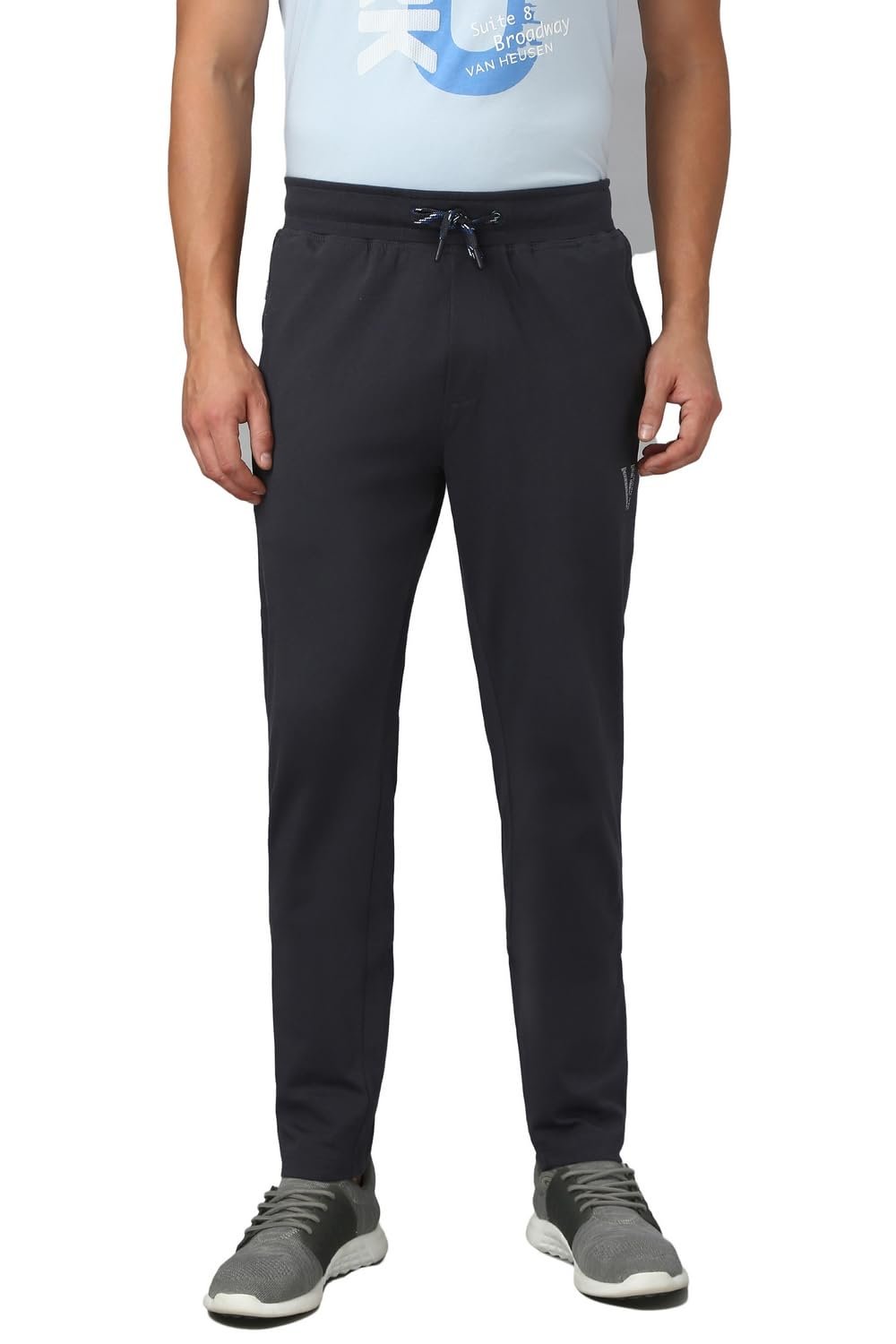 Van Heusen Men’s Track Pant | Side Zipper Pockets |Mid-Rise| Comfort Fit | Cotton Blend | Breathable & Casual | Easy Stain Release| Anti-Static Fabric | Activewear | Drawstrings | Style 50052