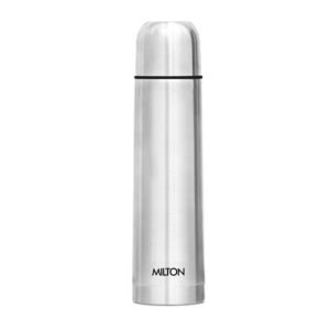 Milton Eco-Flip 1000 Thermosteel Double Walled Vacuum Insulated Thermos Flask, 1000 ml, 24 Hr Hot and Cold I Leak Proof Lid, ISI Certified I Vacuum Insulated I for Office, Gym, School I Silver