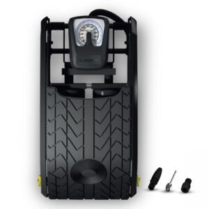MICHELIN Analogue Double Barrel Foot Pump | High-Efficiency 100 PSI Tyre Inflator with Accurate PSI/BAR Gauge, Locking Ergonomic Tread Plate & Anti-Slip Rubber Feet | Inflator For Cars, Bikes & Cycles