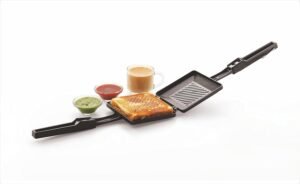 Tosaa TSTSOLO Solo Regular Gas Sandwich Toaster Non-Stick Aluminium,Compatibility with Gas Stoves,Flame-Proof Design,Heat-Resistant Handle,Sandwich Maker,Black