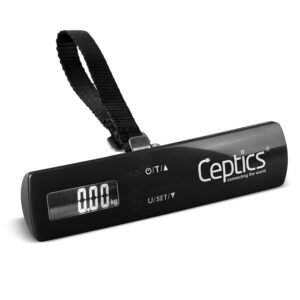 Ceptics weight machine for luggage weighing scale, luggage weighing scale capable capacity up to 50 Kg, weighing machine for luggage with LCD display luggage scale for bags, home, shop – BLACK