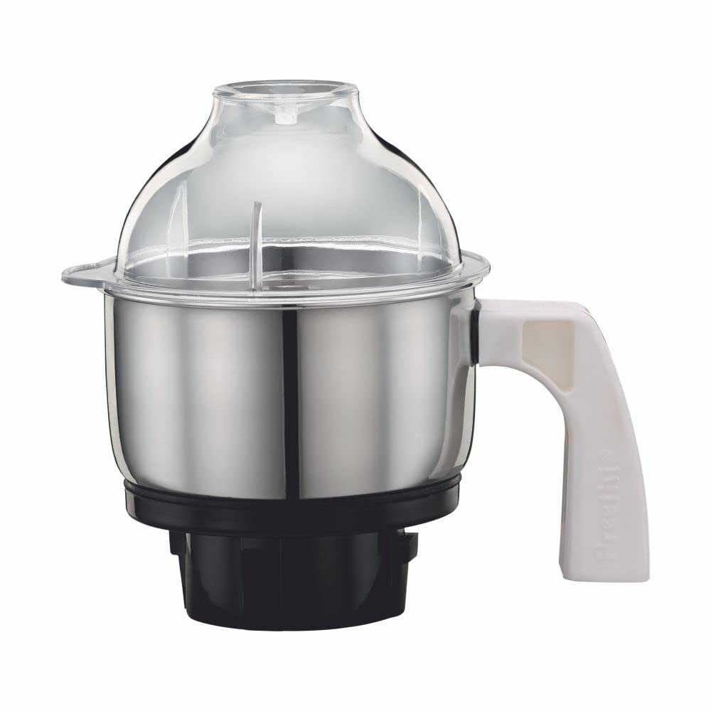 Preethi MGA-504 0.5-L Jar (Steel and Transparent) | Stainless Steel & Glass | Built-in Grinder | Brushed Finish