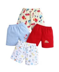 BUMZEE Boys Regular Fit Cotton Graphic Print Regular Above Knee Length Shorts Pack of 4
