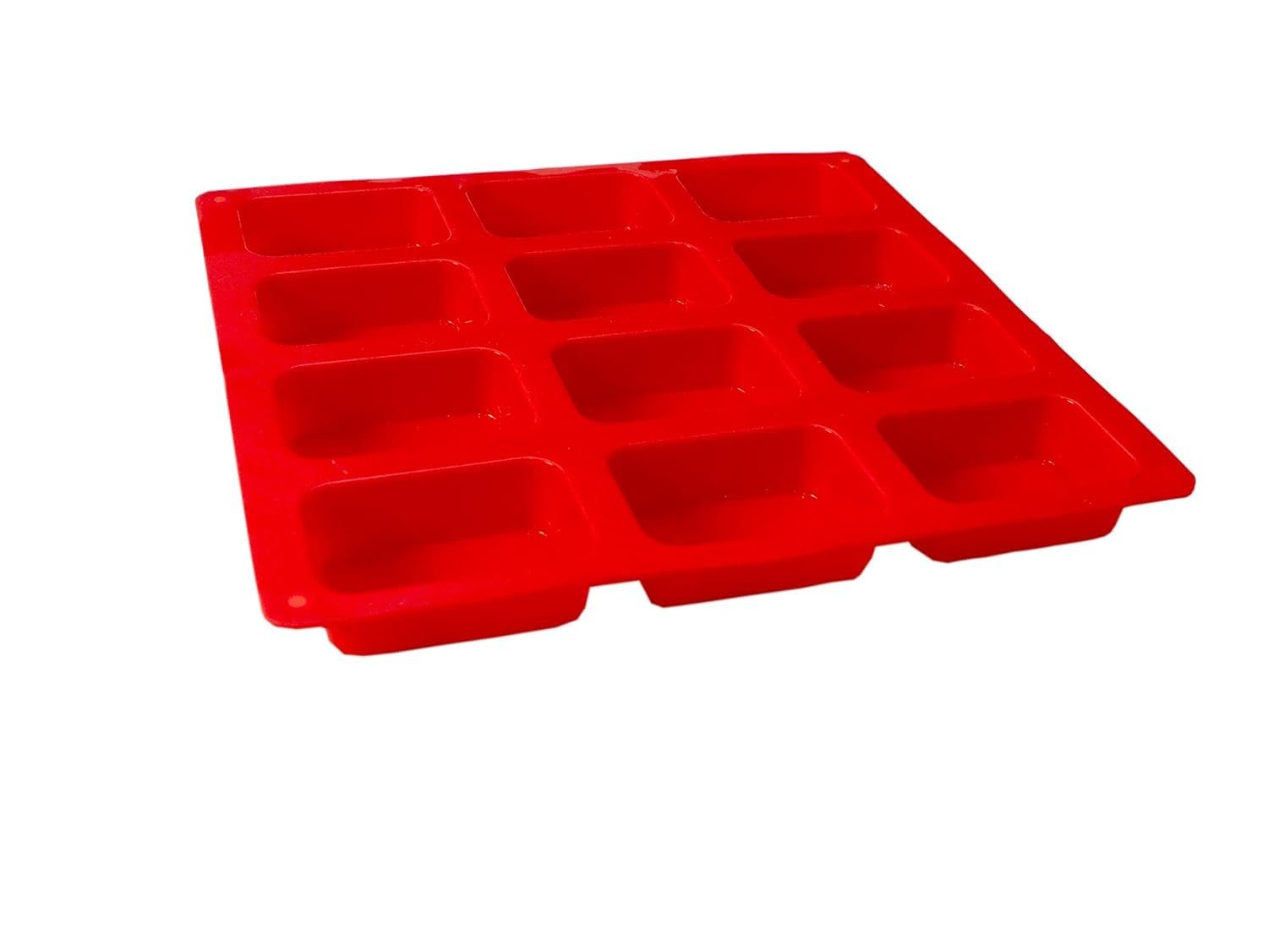 Clazkit 12 Cavities Rectangle Shaped Silicone Soap Mould Chocolate Moulds,Silicone Candy Mould Moulds for Muffin/Pudding,5.3 x 7.3 x 2.7 Centimeters