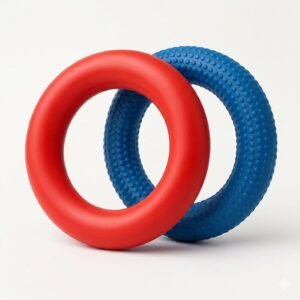 Frisbee Tennikoit Rings Combo Pack | 1 Dotted + 1 Plain Throw Ring | Soft Rubber Flying Rings for Kids & Adults | Outdoor Sports Game
