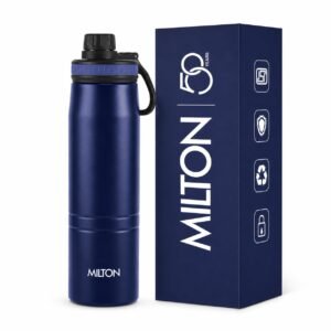 Milton Sparkle 600 Thermosteel Water Bottle with Easy Sip Cap and Handle, 620 ml, Vacuum Insulated Stainless Steel, Hot and Cold, On The Go Bottle for Office College, Blue