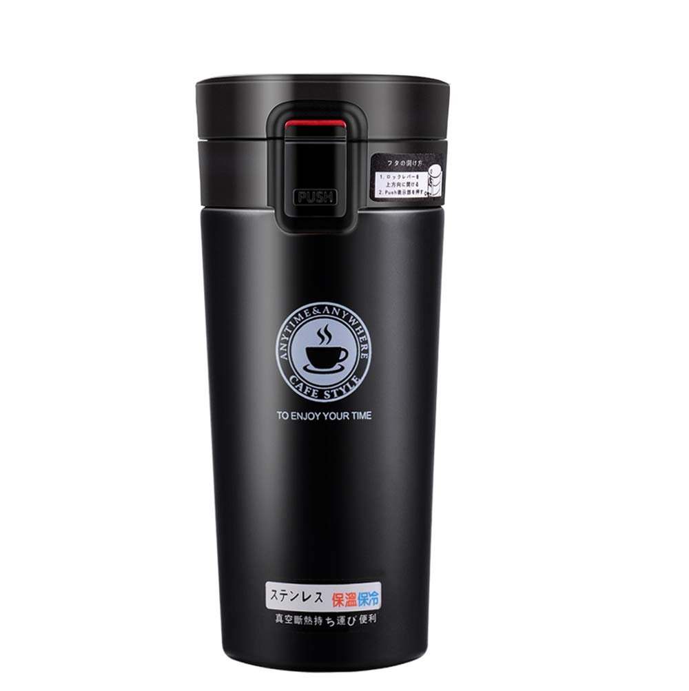 SLOSH Leak-proof Insulated Thermal Travel Mug with Lid, BPA Free, 380 m, Black
