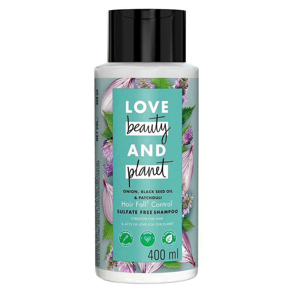 Love Beauty & Planet Onion, Black Seed & Patchouli Hairfall Control Natural Shampoo|No Sulfates,No Paraben|400ml