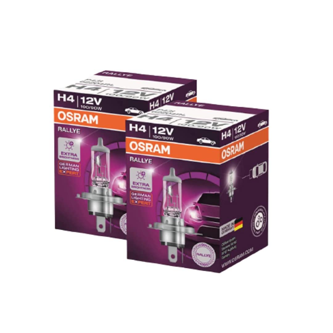 Osram Rallye H4 Halogen Lamp 62204 Exterior Headlight Bulb (12V, 100/90W, Pack of 2 Bulbs) – ( LIGHT YELLOW )