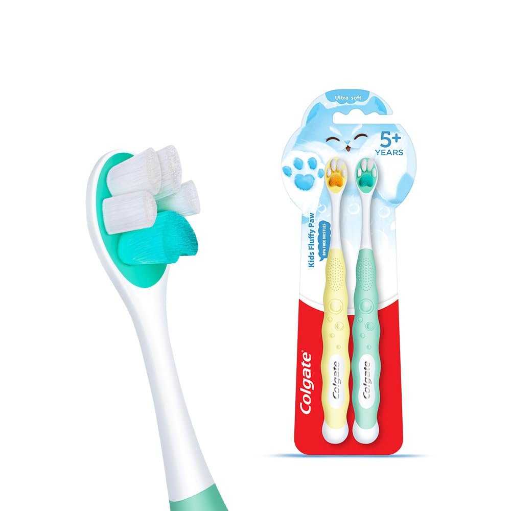 Colgate Kids Fluffy Paw 5+ Years Toothbrush Set | Ultra Soft Bristles – 2Pcs