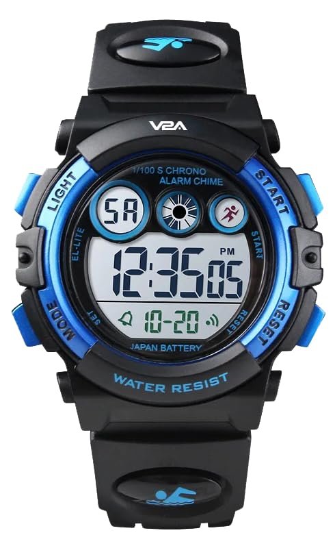 V2A Digital Kids Sports Watch with 7 Color Backlight Alarm Stopwatch for Boys and Girls