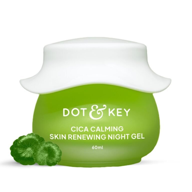 Dot & Key CICA Calming Skin Renewing Night Gel | For Oily, Acne Prone And Sensitive Skin | Night Cream with Niacinamide, Green Tea & Hyaluronic | Fades Blemishes & Dark Spots | 60ml