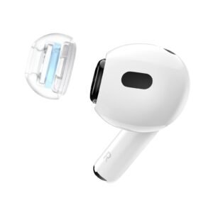 SpinFit SuperFine for AirPods Pro Gen 1 & 2 – M – Medical Grade Silicone Patented Replacement Ear Tips and Adapters for Supreme Comfort (one Pair)(Ear Tips Installed)