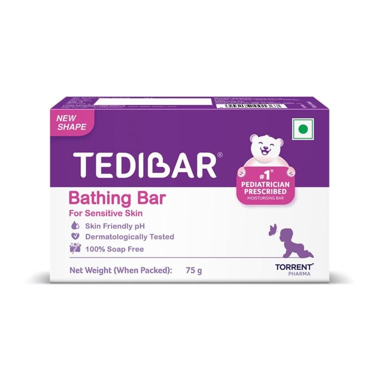 Tedibar Moisturising Baby Bathing Bar 75g (Pack of 1) 100% Soap Free No. 1* Pediatrician Prescribed Moisturising Bar – By Torrent Pharma