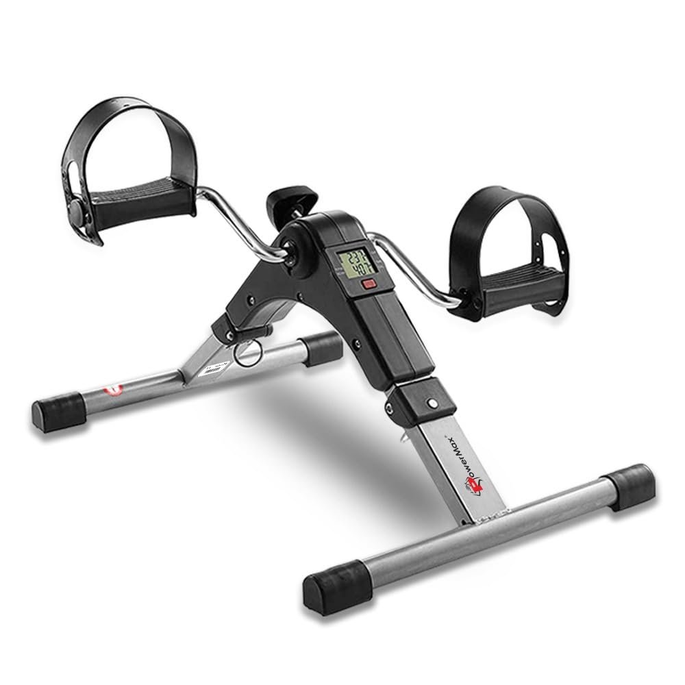 PowerMax Fitness BS-MINI Mini Cycle Pedal Exerciser with Adjustable Resistance and Digital Display – For Light Leg and Arm Exercise and Physiotherapy at Home