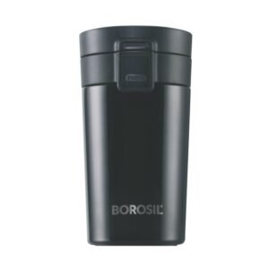 Borosil 260ml Coffeemate Black Stainless Steel Travel Mug | Double Wall Vacuum Insulated Flask | 8 Hrs Hot & 14 Hours Cold | Ideal for Personal & Corporate Gifting