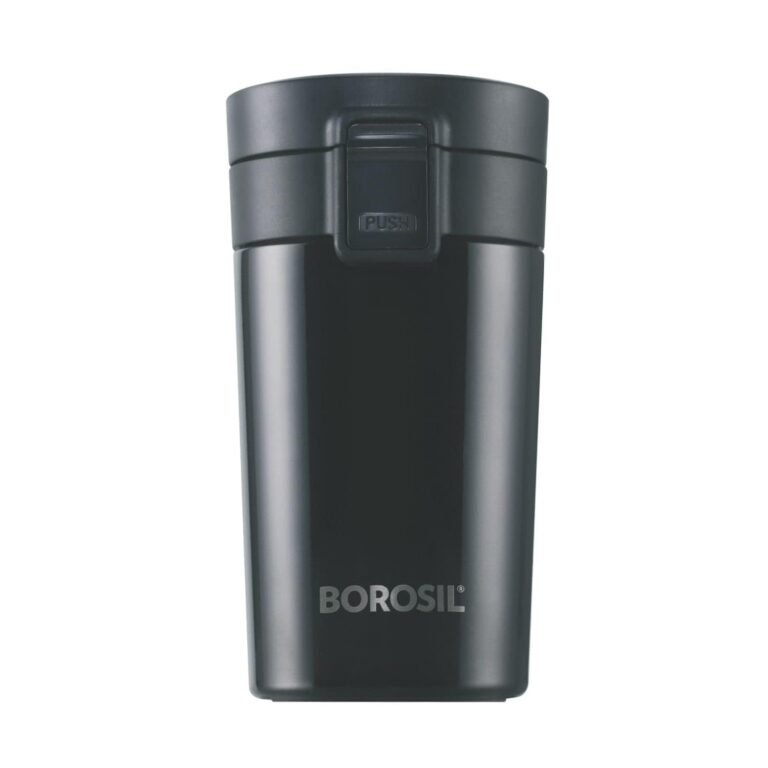 Borosil 260ml Coffeemate Black Stainless Steel Travel Mug | Double Wall Vacuum Insulated Flask | 8 Hrs Hot & 14 Hours Cold | Ideal for Personal & Corporate Gifting