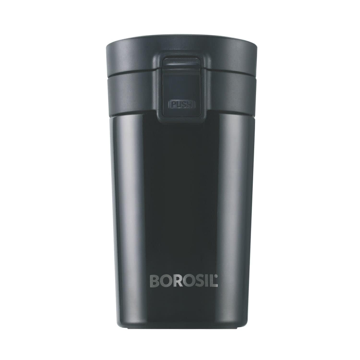 Borosil 260ml Coffeemate Black Stainless Steel Travel Mug | Double Wall Vacuum Insulated Flask | 8 Hrs Hot & 14 Hours Cold | Ideal for Personal & Corporate Gifting