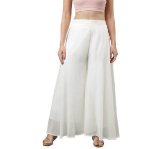 RATAN Women’s Georgette Flared Freesize Sharara Palazzo Pant (One Size)