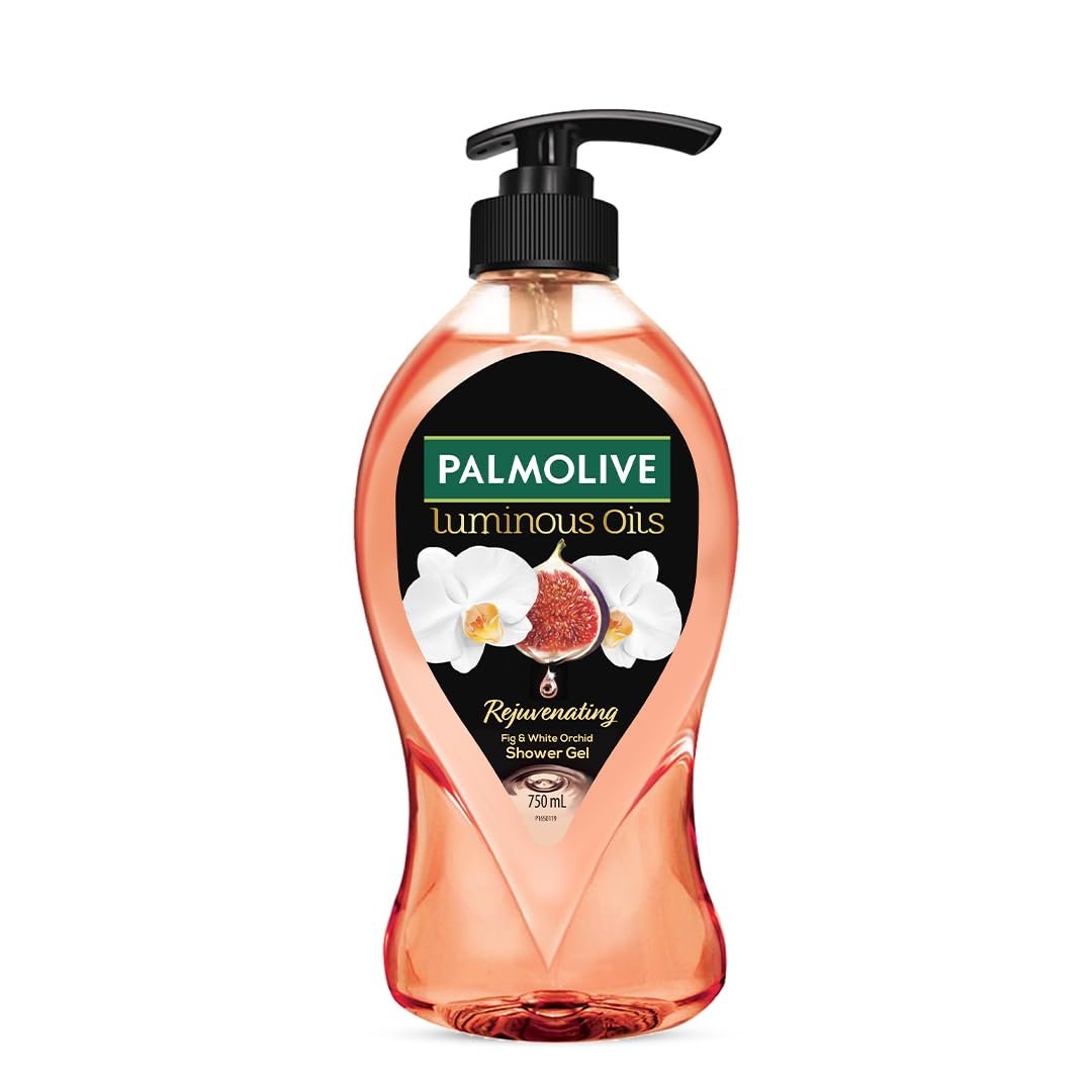 Palmolive Luminous Oil Rejuvenating Body Wash,750ml Pump Bottle, 100% Natural Fig Oil & White Orchid Extracts For Soft & Radiant Skin, PH Balanced Bodywash, Free Of Parabens And Silicones