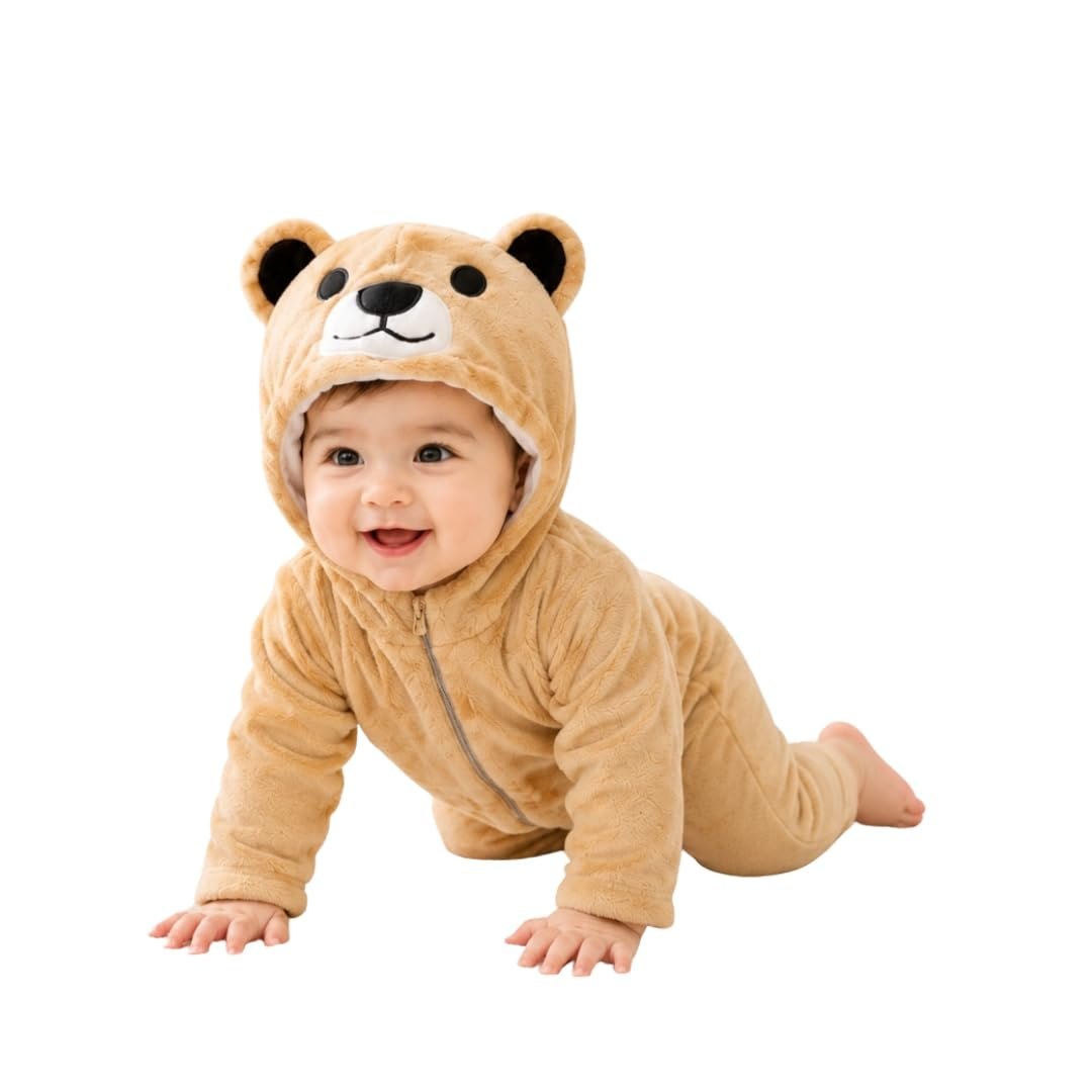 NAMAN Fleece Hooded Romper – Soft Warm Infant Winter Jumpsuit & Cozy Newborn Outerwear Playwear