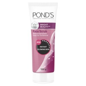 POND’S Bright Beauty Face Scrub, Deep Clean But Mild On Skin, Exfoliate, Remove Blackheads & Sun Tan, Gel Scrub, Bright Glowing Skin, 100 g