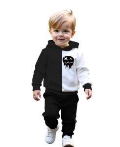 LOFN Stylish Winter Wear Kids Clothing Sets Hooded And Trackpant Set (KDSW10DPL3-16.5-WHBL)