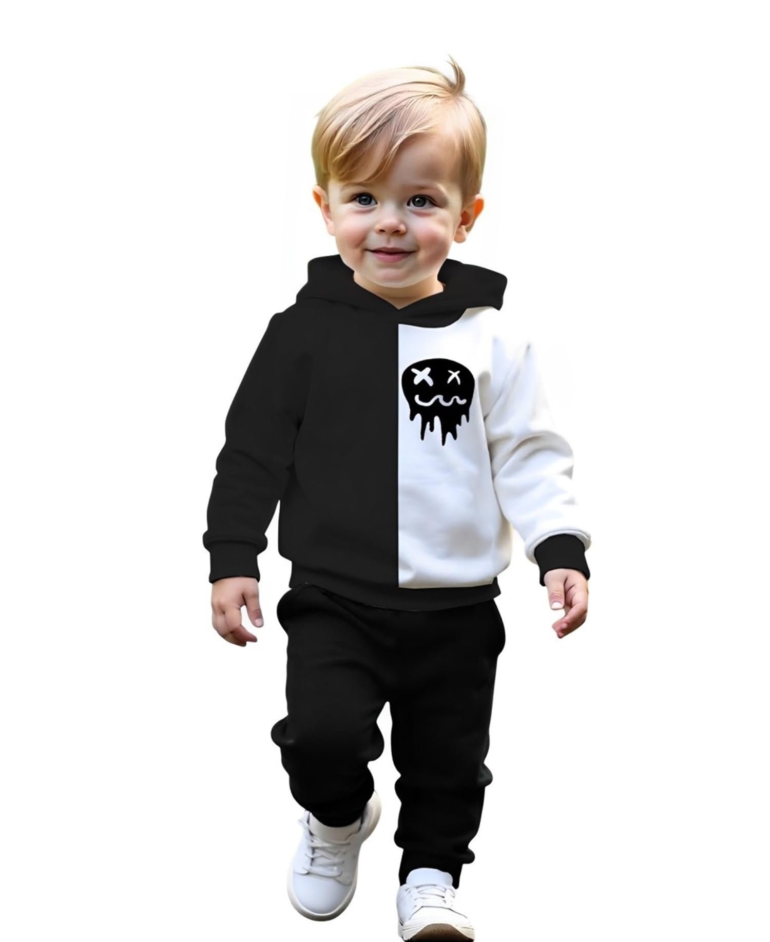LOFN Stylish Winter Wear Kids Clothing Sets Hooded And Trackpant Set (KDSW10DPL3-16.5-WHBL)