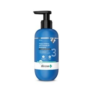 The Derma Co Triple Actives Anti-Dandruff Shampoo | Up To 100%* Dandruff Reduction | 2% Salicylic Acid + 1% Climbazole + 1% Piroctone Olamine & Menthol | ZPTO-Free | pH 5.5, Non-Drying & Sulphate-Free formula | Suitable for Men & Women | 200 ml