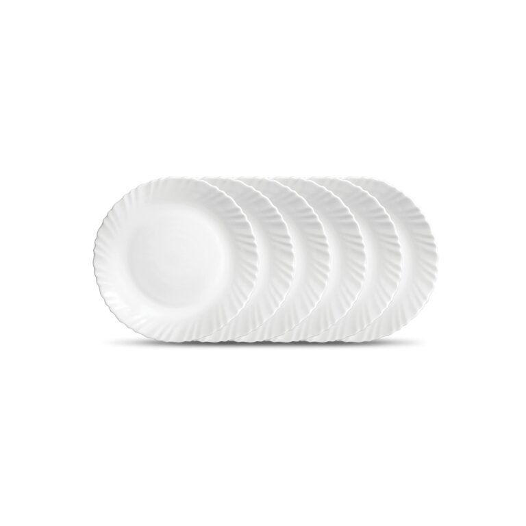 La Opala Diva Classique Collection Opal Glass Crockery | Quarter Plate Set of 6 | Plain White Side Plate for Snacking & Gifting | Microwave Safe | 100% Vegetarian | Extra Strong | Super Light & White