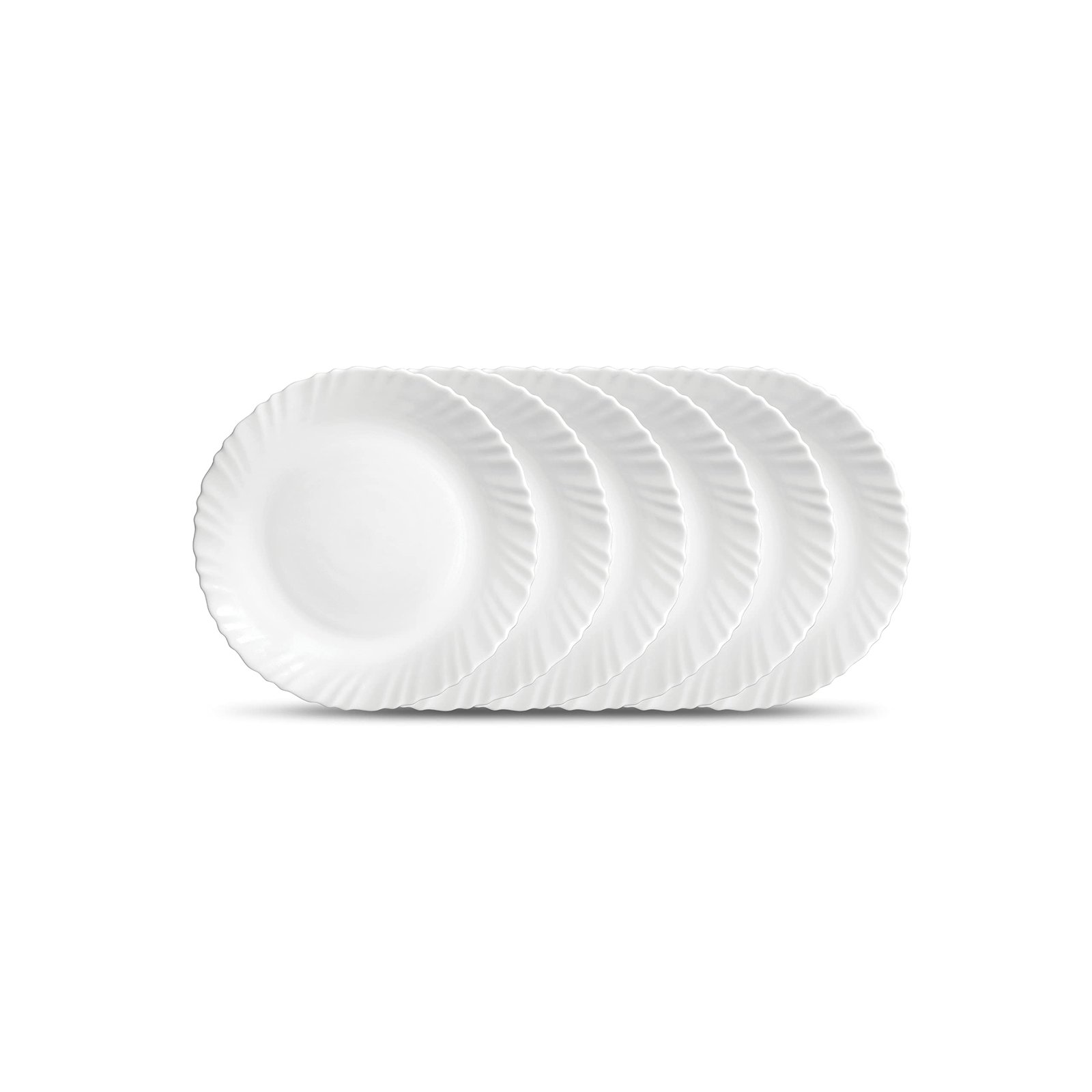 La Opala Diva Classique Collection Opal Glass Crockery | Quarter Plate Set of 6 | Plain White Side Plate for Snacking & Gifting | Microwave Safe | 100% Vegetarian | Extra Strong | Super Light & White