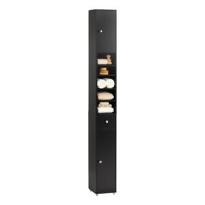 SoBuy Narrow Bathroom Storage Cabinet, 7.8 x 7.8 x 70.8 in, Black