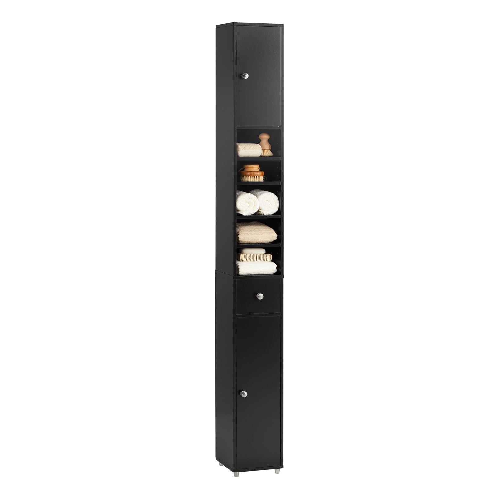 SoBuy Narrow Bathroom Storage Cabinet, 7.8 x 7.8 x 70.8 in, Black