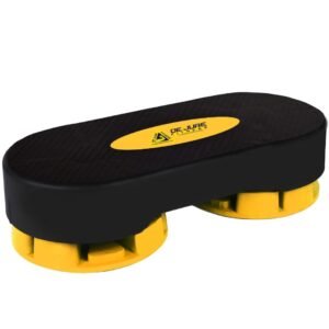 De Jure Fitness Adjustable Aerobic Stepper | Non-Slip Fitness Step Platform for Home Gym Cardio & Aerobic Workout, Yellow