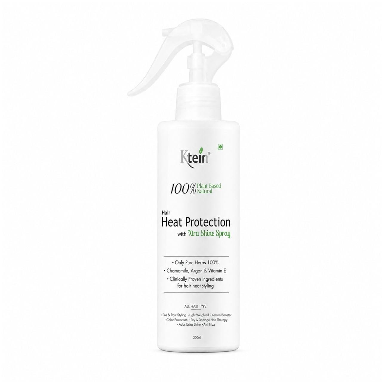 ktein 100% Plant Based Natural Hair Heat Protection with Xtra Shine Spray Hair Spray (200 ml)