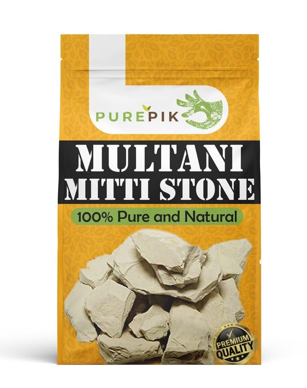 Purepik Organic Multani Mitti for Face,Stone Form for Powder (1 Kg),for Soft & Glowing Skin,Oil Control,Deep Cleans Pores