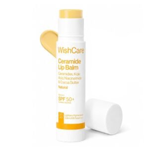 WishCare Ceramide Lip Balm SPF 50 PA++++ | Brightening Lip Balm for Dark Lips | In-Vivo Tested | Kojic Acid & Niacinamide | Natural & Untinted | For Women & Men | 5g