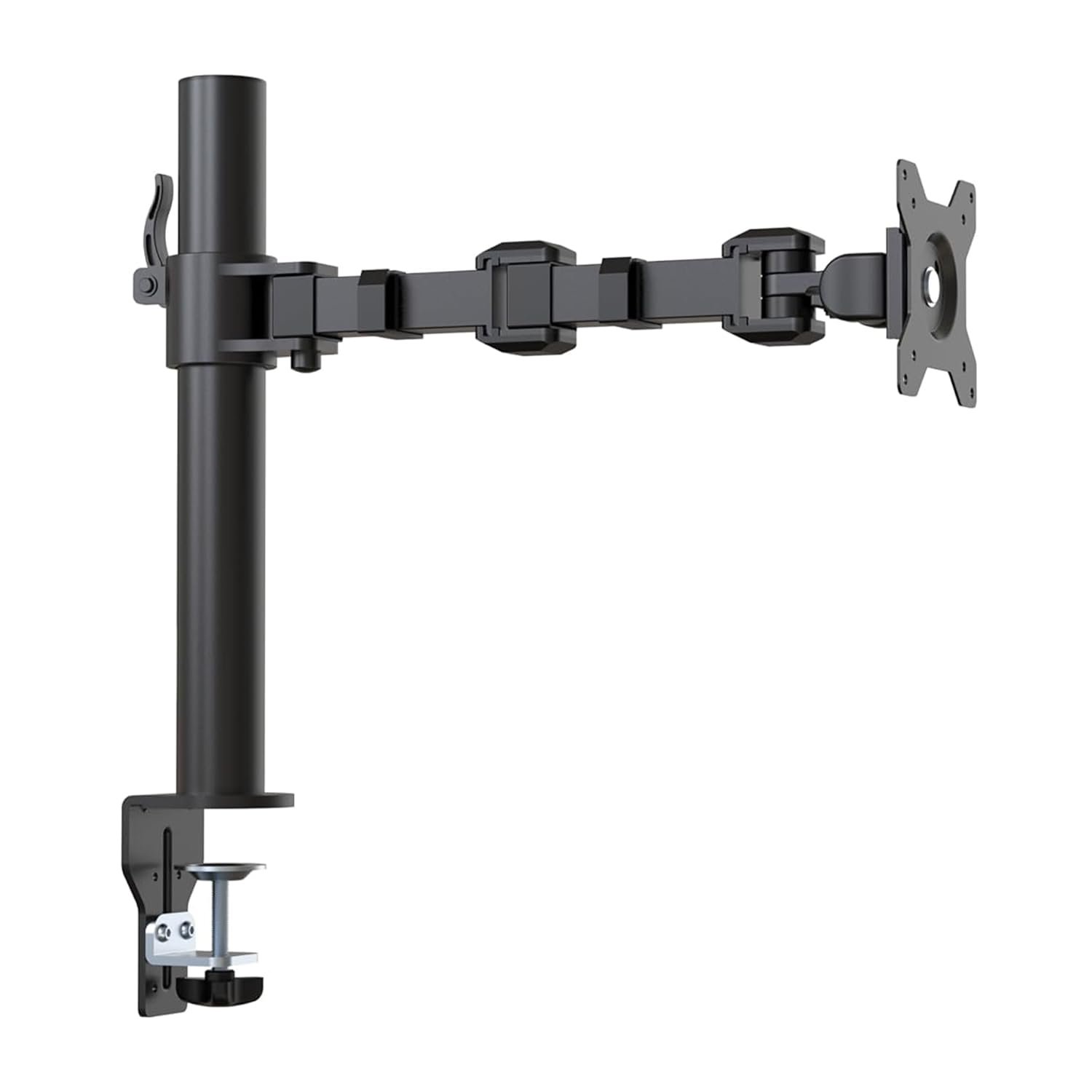 amazon basics Single Monitor Arm | Height Adjustable VESA Desk Mount with Cable Management, Full Motion Tilt and 360° Rotation, Fits 13–30 Inch Monitors (Steel, Black)