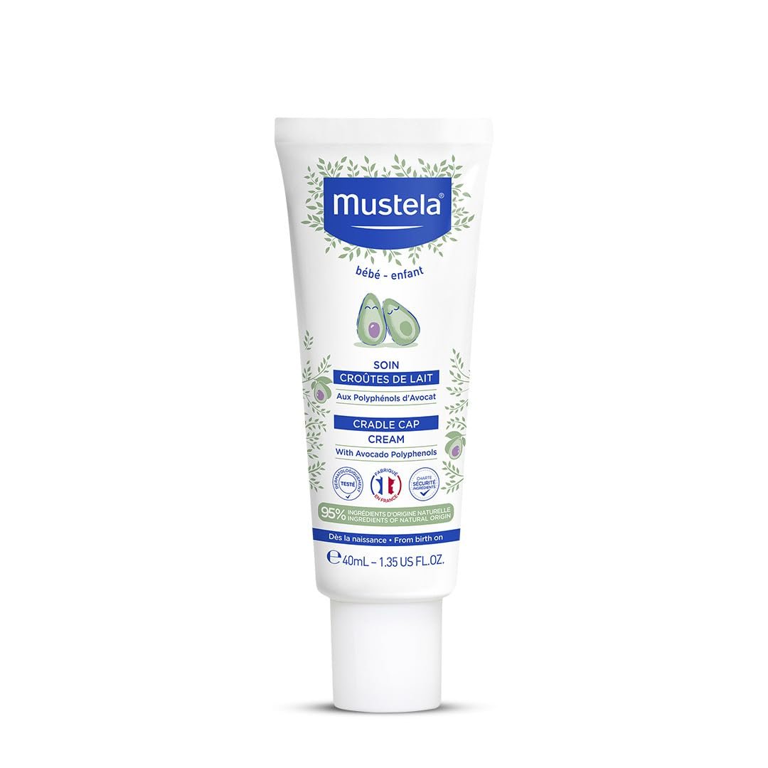 Mustela Baby Cradle Cap Cream 40ml – Newborn safe – with Natural Avocado – Paraben Free & Fragrance Free