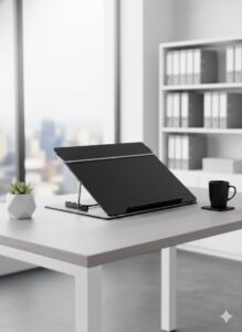LUVYANSH Table Top Elevator(P.S Sheet 7m.m Small Size 12*16 Inches Black Smoke)Height Adjustable In-Line Document Holder Ergonomic Slanted Writing and Reading Stand for Desktop(Tablet & Laptop Stand)