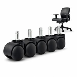SELTOS Heavy Duty Pin Type Nylon Office Chair Wheels – Set of 5 Black Casters with 250 kg Load Capacity,12 Years Warranty – Enhance Chair Mobility! (kursee ke pahiye) (कुर्सी के पहिये)