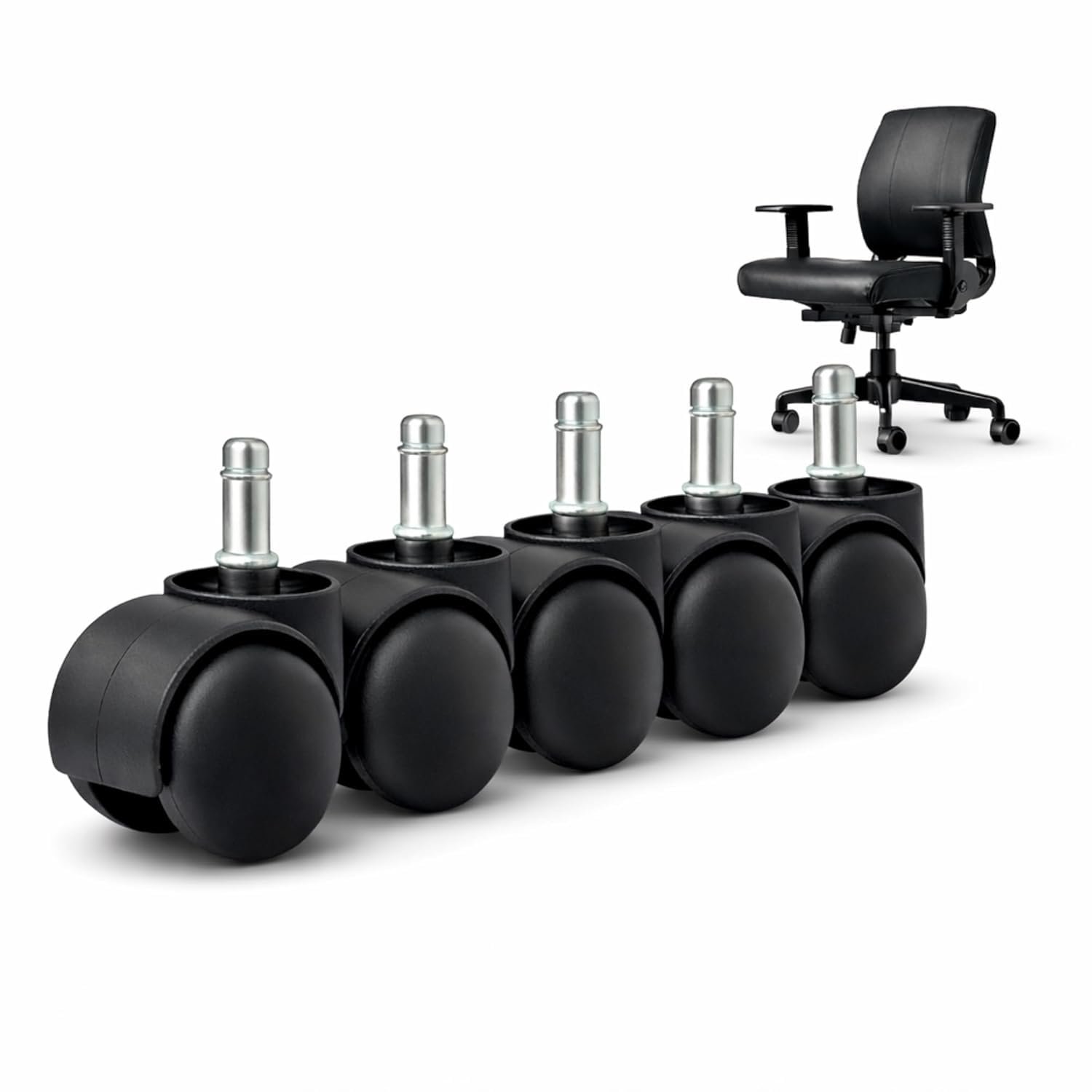 SELTOS Heavy Duty Pin Type Nylon Office Chair Wheels – Set of 5 Black Casters with 250 kg Load Capacity,12 Years Warranty – Enhance Chair Mobility! (kursee ke pahiye) (कुर्सी के पहिये)