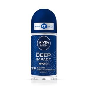 NIVEA MEN Deep Impact Freshness Underarm Roll On Deodorant for Men with Black Carbon | Long Lasting Antiperspirant Roll On for Body Odour Control | Alcohol Free Underarm Deodorant Roll On 50ml