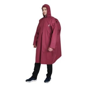 ROCKSPORT Unisex Hooded Rain Poncho for Adult,Waterproof, lightweight,Reusable& Packable, One Size Fits Most, Free Size(Maroon)