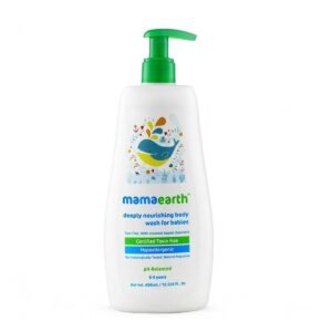 Mamaearth Deeply Nourishing Body Wash For Babies – 400 ml | pH5.5| Infused with Coconut Oil, Orange Essential Oil & Aloe Vera Extract | Deeply Nourishing | Tear-Free & Toxin Free Cleanser |